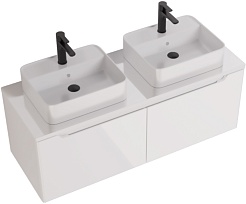 Dreja Мебель для ванной с двумя раковинами и столешницей W 125 подвесная белая – фотография-5